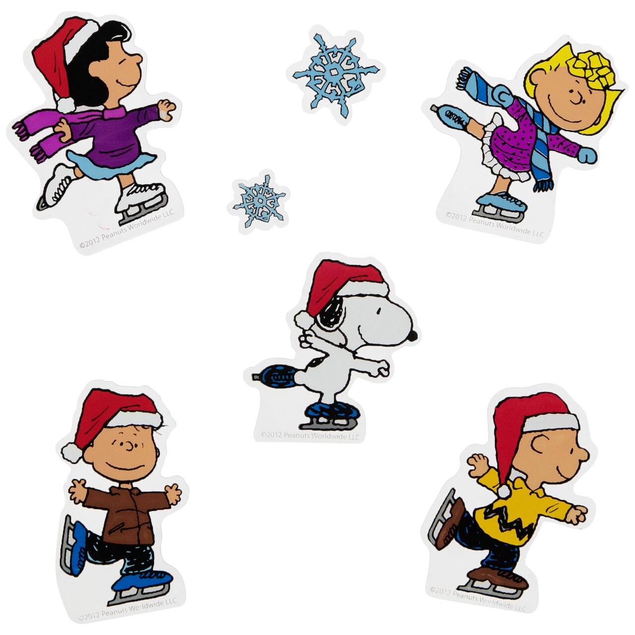 Northlight 7-Piece Peanuts Characters Ice Skating Christmas Jelz Window Clings